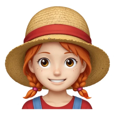 a girl with Luffy hat sticker