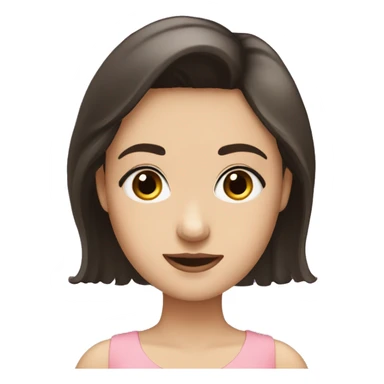 A girl with a dark brown hair and a dress with eyelashes ￼ sticker