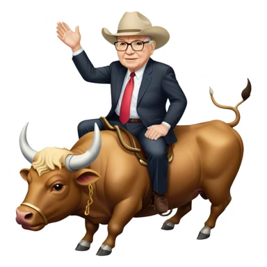 Warren Buffet riding bull sticker