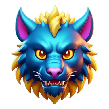 Clash of Clans aesthetic: Cinematic fierce Beast Emoji, rendered in a 3D vector-style similar to standard emojis with minimal shading and bold, simplified shapes. A compact, isometric mythical creature with wild, majestic features and fierce yet endearing eyes, softly glowing with a primal enchanted charm. Simplified yet unmistakably iconic, highly detailed and consistent, glowing with a soft radiant shine and high polish. Stylized with a touch of mythical wildness and a soft glowing outline, capturing the essence of a legendary beast with a friendly, playful allure! sticker