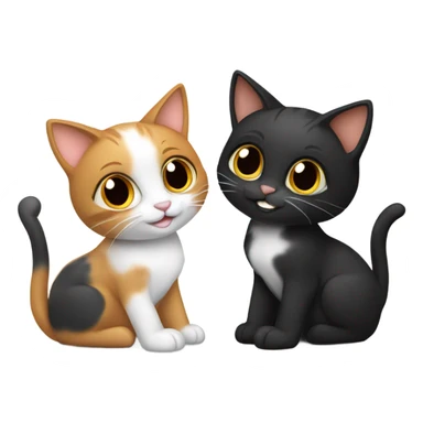 I want 2 cats. I want them next to each other. I want one to be calico colored. I want the other cat to be completely black colored sticker