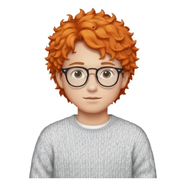 teen nerd orange hair boy curly orange hair wearing white shirt inside a sweater with glasses  sticker