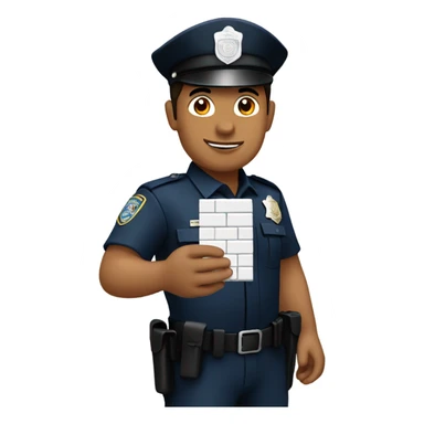 hispanic police holding a white brick sticker