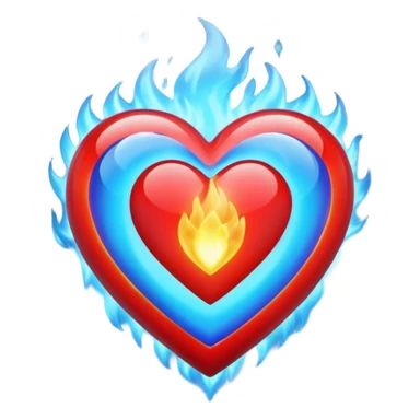 red heart with blue fire sticker