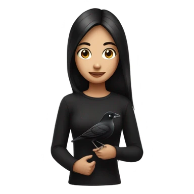 Black hair girl black top girls face on a birds body sticker