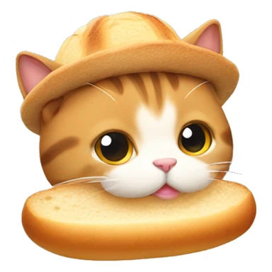 a cat with a bread as a hat sticker