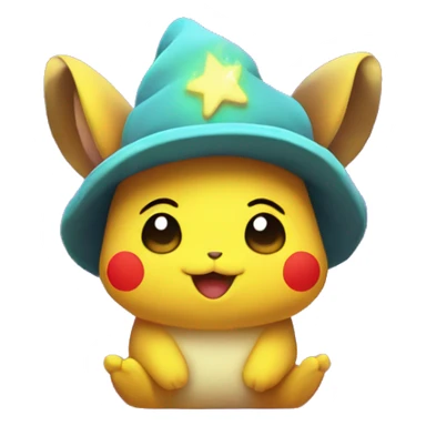 Kawaii neon pika with magic hat   sticker