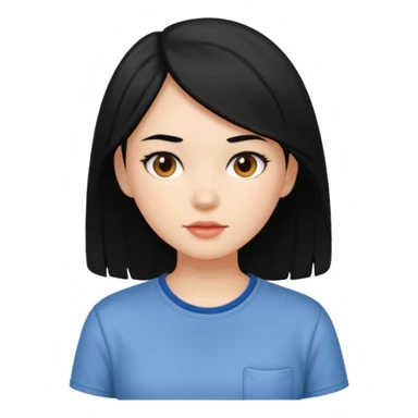 girl with black hair in class, casual shirt top sticker