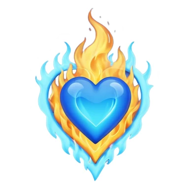 Blue heart with big BLUE flame sticker