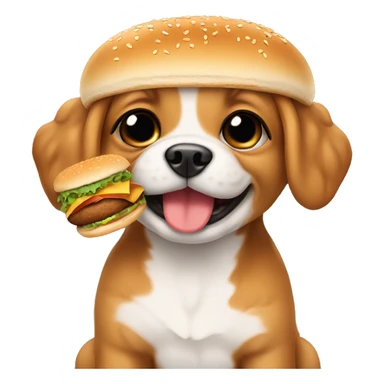 Cute puppy with a burger sticker