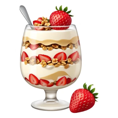 yogurt parfait with layers of granola and strawberries  sticker