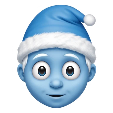 A blue face with a White christmas head it looks like the smurfs sticker