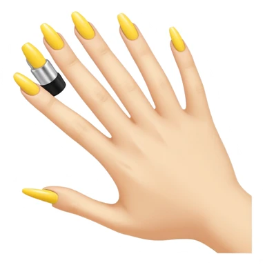 Generate a high-quality illustration of a generic hand with yellow nail polish being applied, flat vector or simple cartoon style, no recognizable person, no facial features, no brand markings, simple white background, high-resolution.
 sticker