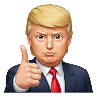 Super realistic Donald Trump pointing index finger up, realistic face sticker