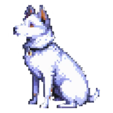 a dog with a half-human body, pixel art style sticker