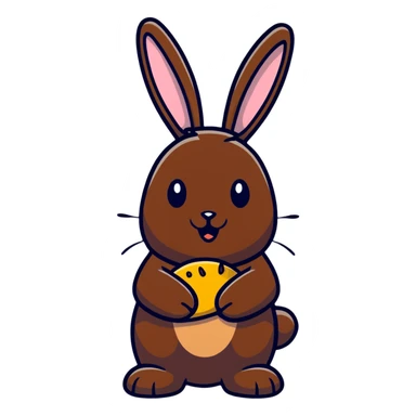 Chocolate bunny figurine with a bite missing from its rear end sticker