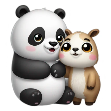cute panda and llama hugging sticker