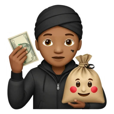 Ladrão com saco de dinheiro emoji efeito Mandela sticker