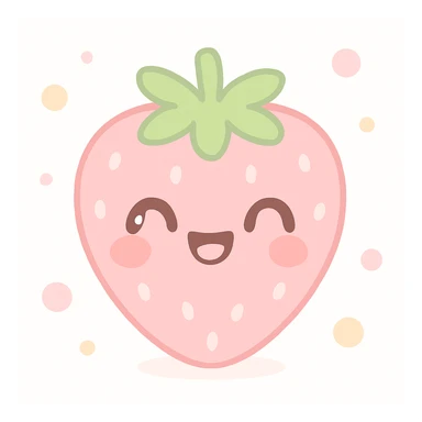 pink strawberry with a cute face, kawaii style, laughing with closed eyes sticker