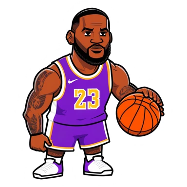 LeBron James with a basketball  sticker