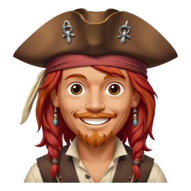 Jack Sparrow, red hair, cheerful smile sticker