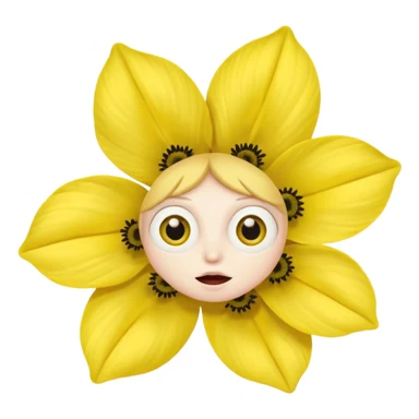 five leaved yellow anemone eyes mouth sticker