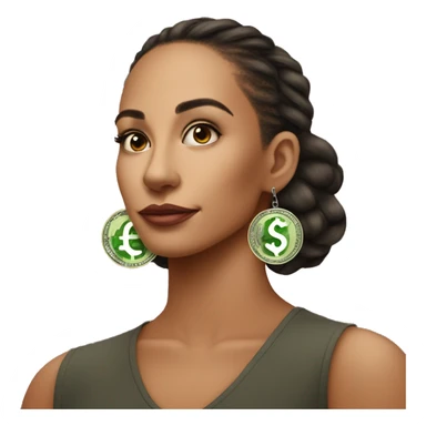$  symbol dollar  shaped earings woman wearing sticker