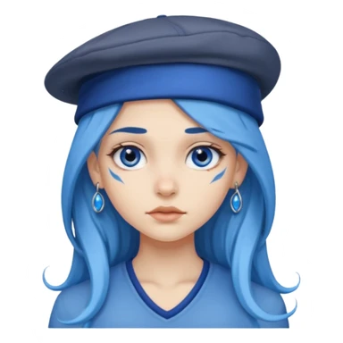 blue long hair killing looks in gray girl with hats sticker