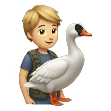 goose and young boy sticker