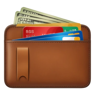 portefeuille marron avec pleins de billet et carte bancaire sticker