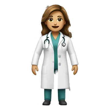 doctora de piel blanca con pelo castaño oscuro ondulado y largo sticker