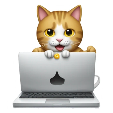 cat working on a computer with "seo seo seo" floating above it sticker