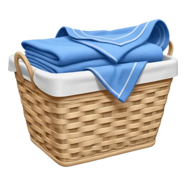 white LAUNDRY BASKET WITH FOLDED blue CLOTHES sticker