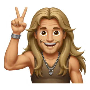 Long haired guy throwing up metal horns sticker