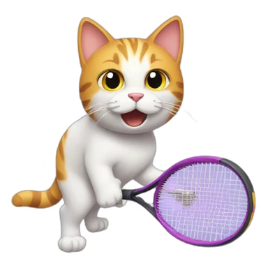 cat plays tennis sticker