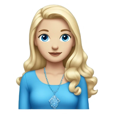 A girl with blonde hair and blue with a blue dress and a blue  accessorie sticker