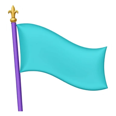 “Emoji-style waving banner, simple flat lines, soft curved flag, bright turquoise/purple/blue/green, minimalist medieval vibe, cute and magical, no castle.” sticker