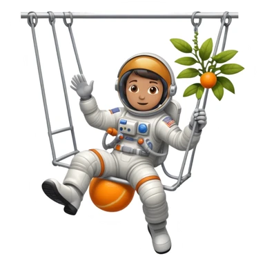 Astronaut on a swingset kicking a orange  plant ￼ sticker