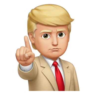 Super realistic Donald Trump pointing index finger up, realistic face sticker