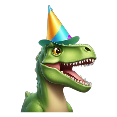 dinosaur wearing a party hat sticker