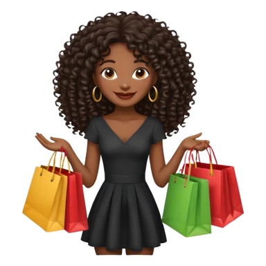 black girl with long hair and elegant outfit holding shopping bags  sticker