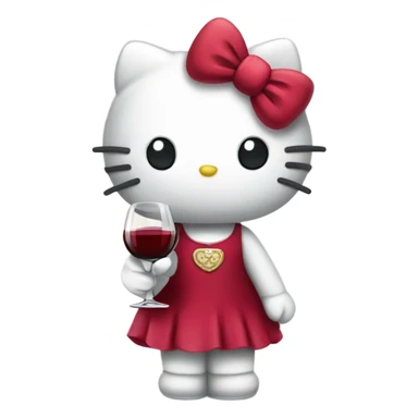 Hello Kitty drinking red wine sticker