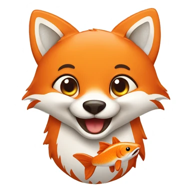 happy fox with fish sticker