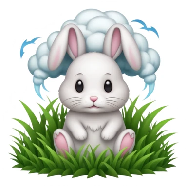 A bunny in grass with a tornado in the background  sticker