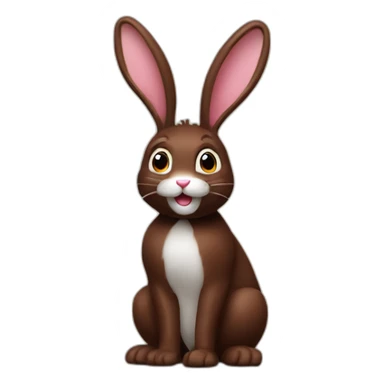 Chocolate rabbit with a bitten tail sticker