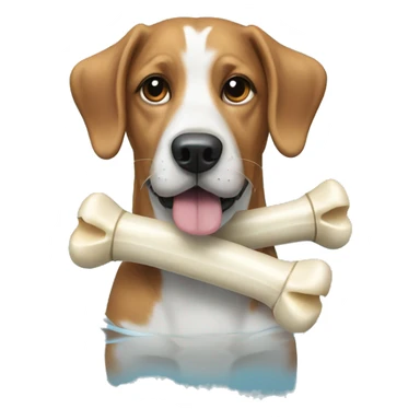 Dog with bone contact ear buds swimming sticker