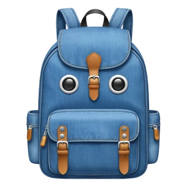 blue denim backpack 

 sticker