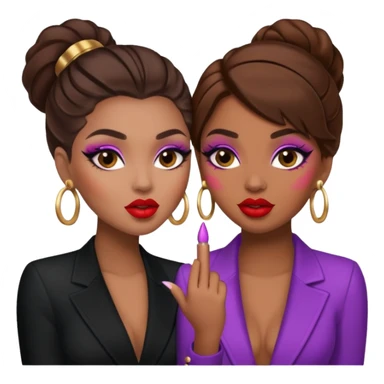 Boujy baddie best friends gossiping, trendy heavy makeup sticker