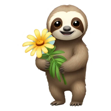 sloth holding flower sticker