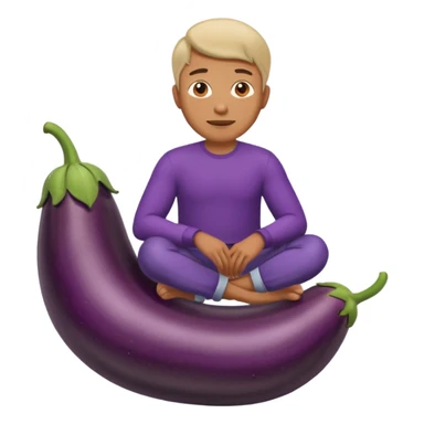 Guy sitting on eggplant sticker